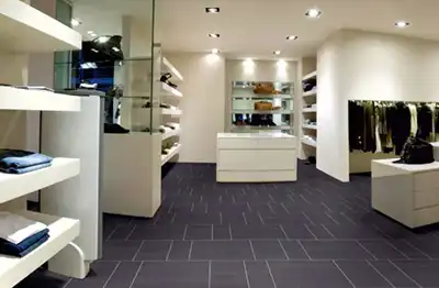Luxury Vinyl Tile in retail space for blog Top 8 Commercial Flooring Types by Omega Contracting & Consulting