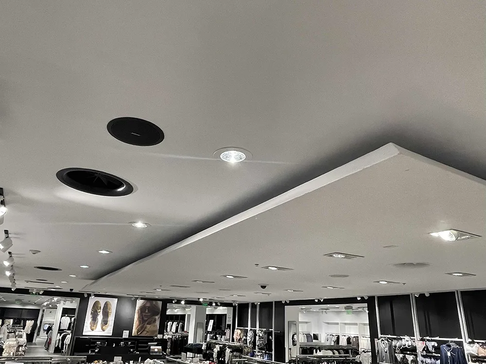 H&M Retail Construction project by Omega Contracting completed ceiling after photo