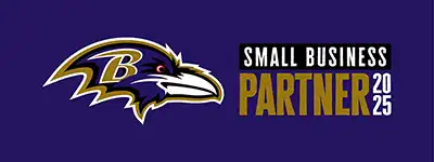 Baltimore Ravens Partnership logo with Omega Contracting & Consulting