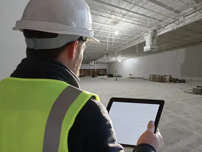 Omega Contracting general contractor reviewing job site